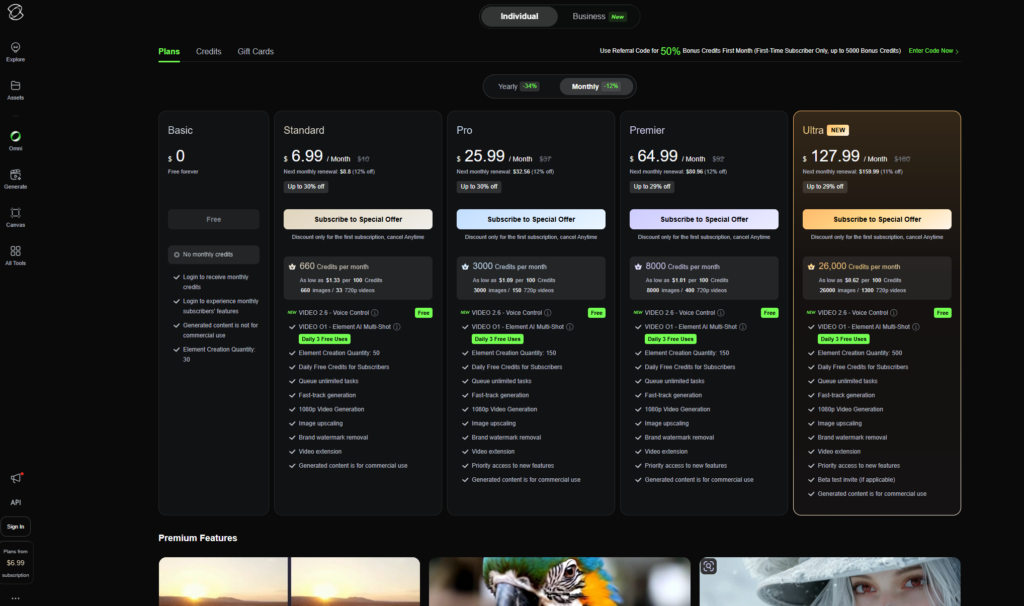 "Kling AI pricing 2026"