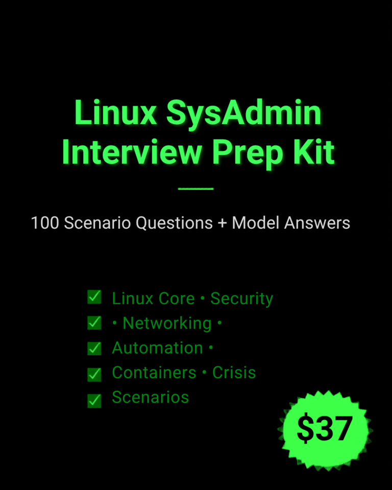 Linux SysAdmin Interview Prep Kit — 100 Questions to Land Your Next Role