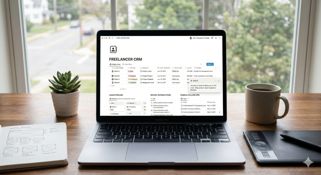 Notion CRM template freelancers 2026